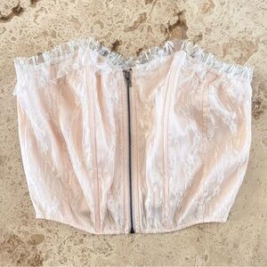 Joyfunear Frill Trim Zip-Up Tube Top